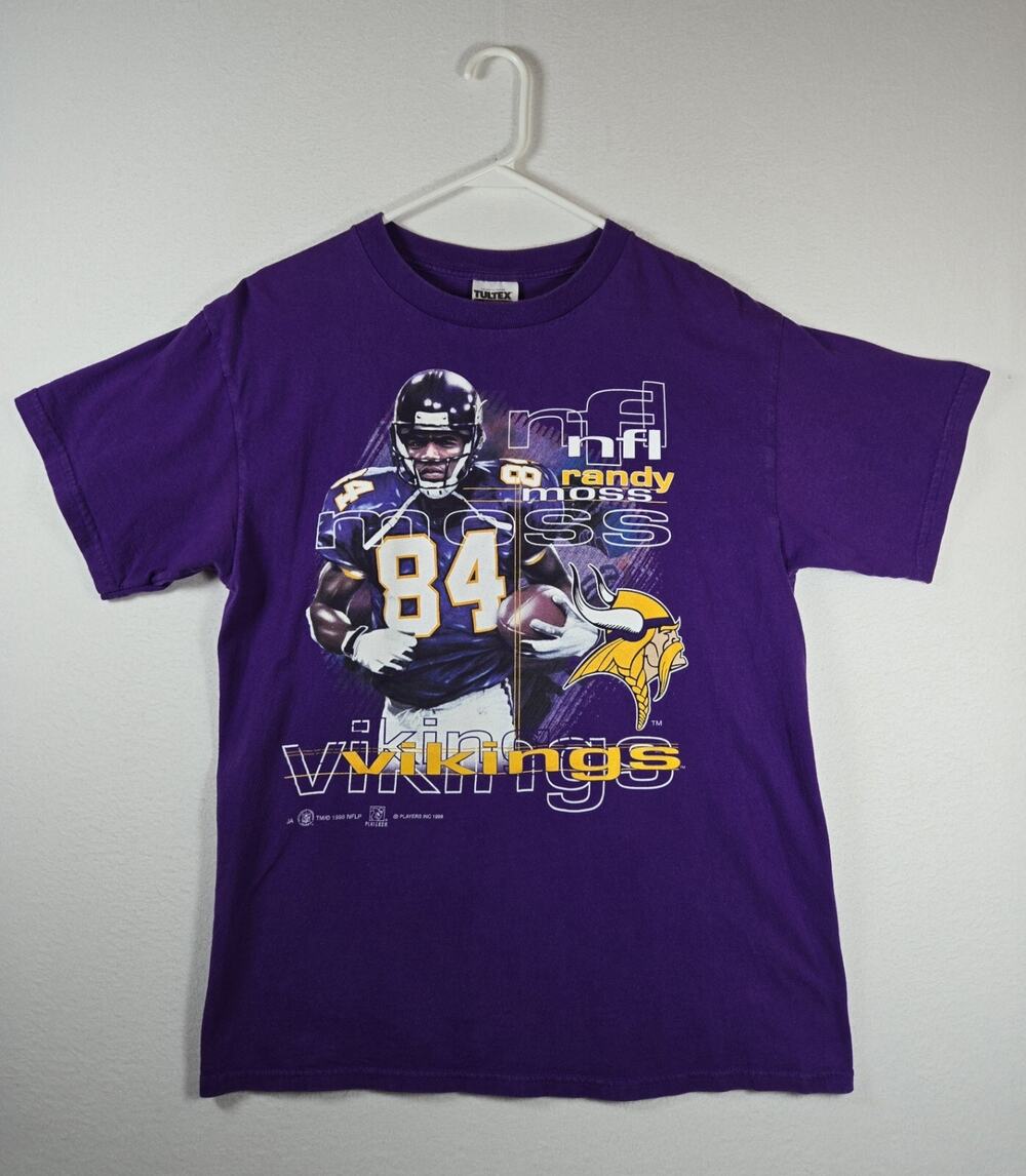 Vintage NFL Randy Moss 1998 Rookie Year Minnesota Vikings Football T-Shirt Sz L